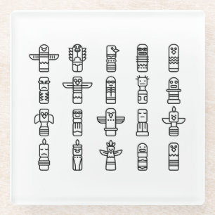 Haida Animals Indiaanse Indianen Haida Indigenous Glazen Onderzetter