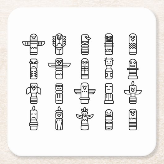 Haida Animals Indiaanse Indianen Haida Indigenous Kartonnen Onderzetters (Voorkant)