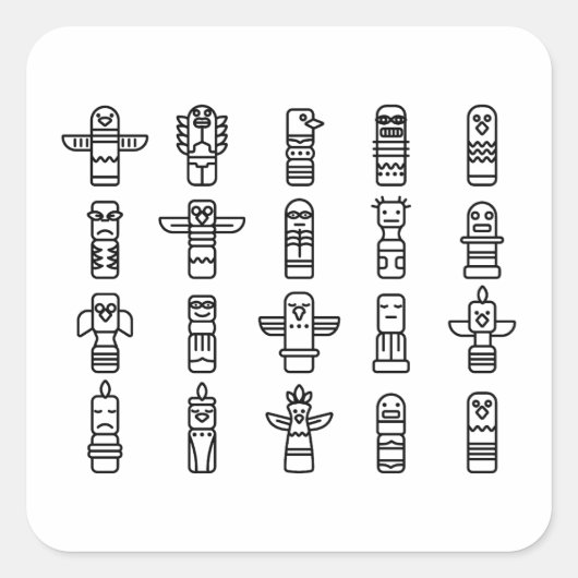 Haida Animals Indiaanse Indianen Haida Indigenous Vierkante Sticker (Voorkant)