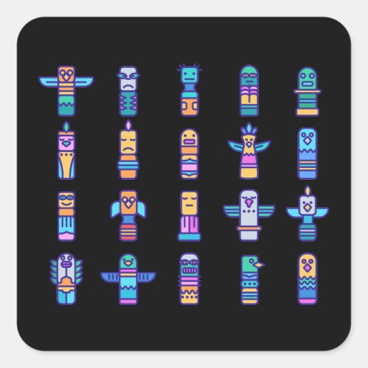 Haida Animals Native Canadian Native Pride Vierkante Sticker (Voorkant)