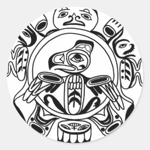 Haida Art - Nativive American Haidia Design Ronde Sticker