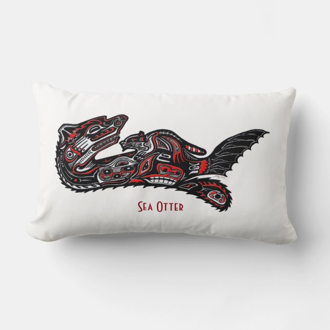Haida Art-stijl Zee Otter Wildlife Sierkussen Kussen (Voorkant)