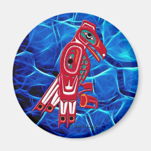 HAIDA EAGLE & Blue Fractal Native Art Magneet
