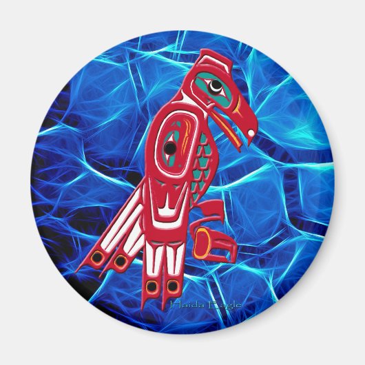 HAIDA EAGLE & Blue Fractal Native Art Magneet (Voorkant)