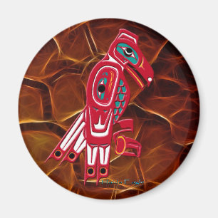 HAIDA EAGLE & Sinaasappel Fractal Native Art Magne Magneet