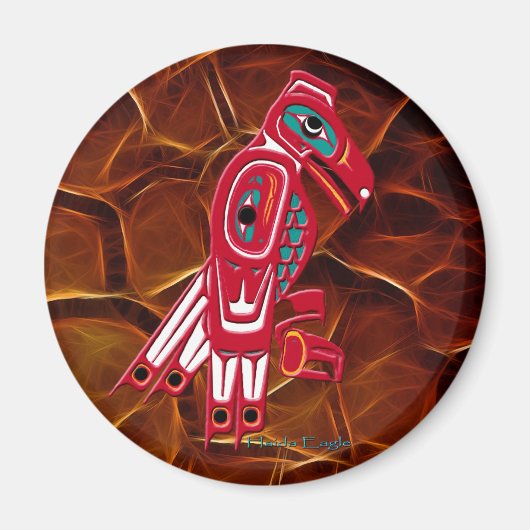 HAIDA EAGLE & Sinaasappel Fractal Native Art Magne Magneet (Voorkant)