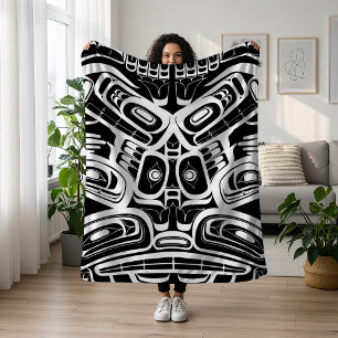 Haida Eagle Thunderbird Northwest Columbia Fleece Deken