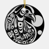 Haida Eagle Zwart Wit Noordwest Columbia Native Keramisch Ornament (Voorkant)