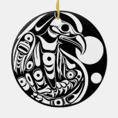 Haida Eagle Zwart Wit Noordwest Columbia Native Keramisch Ornament (Achterkant)