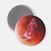 HAIDA ELGF en RED MOON Native American Art Magnet (Voorkant / Achterkant)