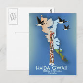 haida gwaii British Columbia Canadian map Briefkaart (Voorkant / Achterkant)