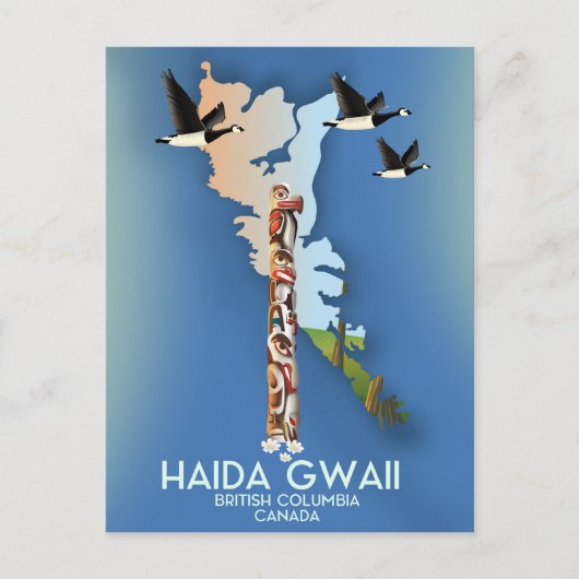 haida gwaii British Columbia Canadian map Briefkaart (Voorkant)