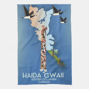 Haida Gwaii Brits-Columbia Canadese kaart Theedoek