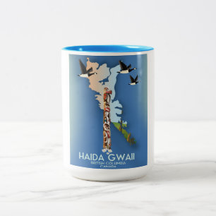 Haida Gwaii Brits-Columbia Canadese kaart Tweekleurige Koffiemok