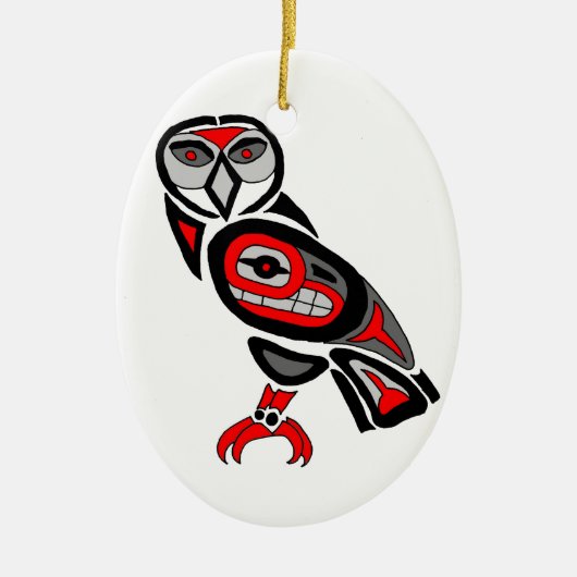 Haida Owl 2014 Keramisch Ornament (Voorkant)