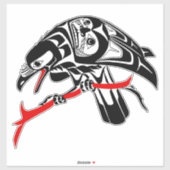 Haida Raven Black & Red Bird Pacific Northwest Sticker (Vel)