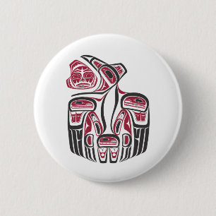 Haida Raven Design Ronde Button 5,7 Cm