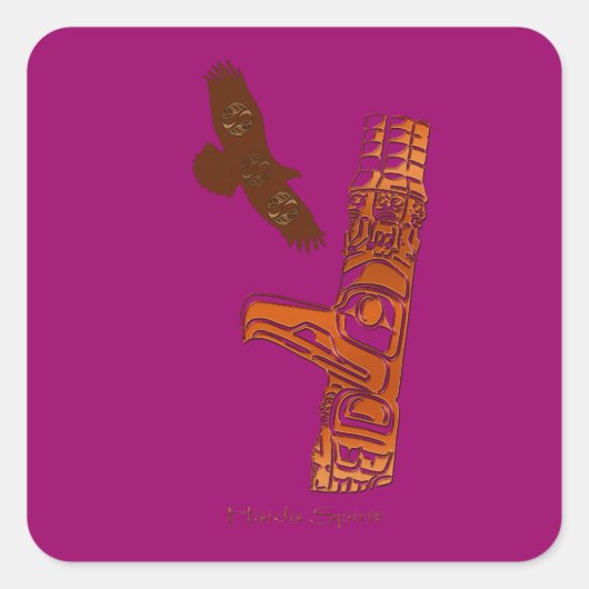 HAIDA SPIRIT Eagle & Totem Pole Art Stickers (Voorkant)