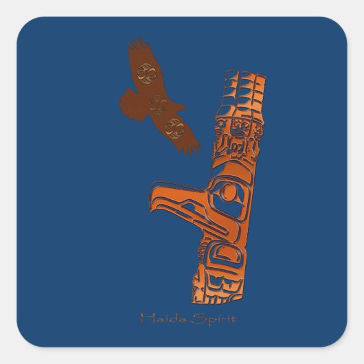 HAIDA SPIRIT Eagle & Totem Pole Art Stickers (Voorkant)