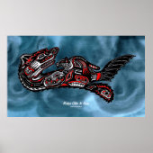 "HAIDA SPIRIT" Moeder Otter & Baby Haida Art Print (Voorkant)
