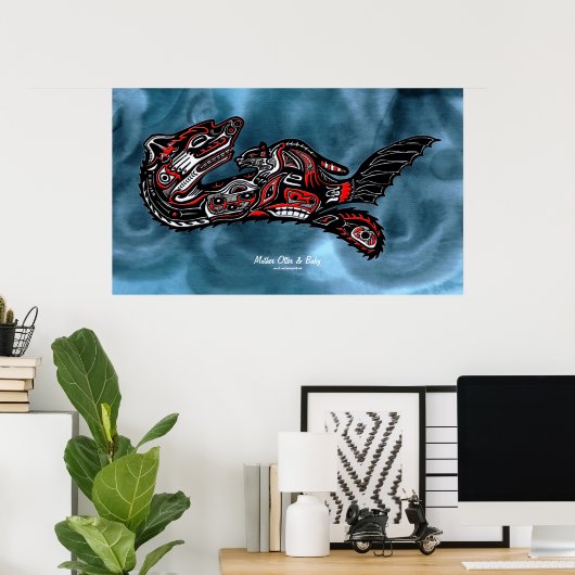"HAIDA SPIRIT" Moeder Otter & Baby Haida Art Print (Thuiskantoor)
