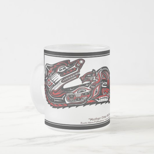 "HAIDA SPIRIT MOK" Inheemse Amerikaanse Otter Art Matglas Koffiemok (Voorkant links)