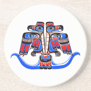 Haida-stijl Pacific Northwest Dubbele Dondervogel  Zandsteen Onderzetter