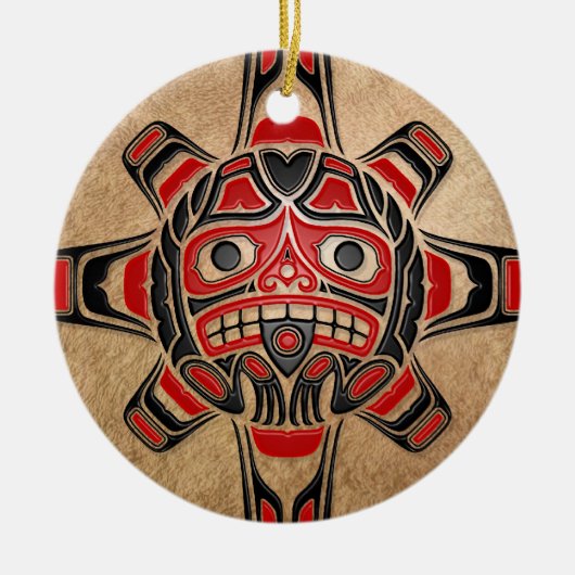 Haida Sun Mask Keramisch Ornament (Voorkant)