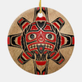 Haida Sun Mask Keramisch Ornament (Achterkant)