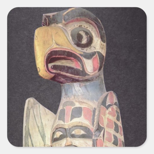 Haida "Thunderbird"-standbeeld (geschilderd hout) Vierkante Sticker (Voorkant)
