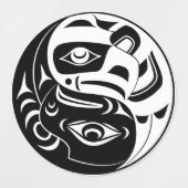 Haida Thunderbird Zwart-Wit Adelaar Cirkel Labels (Design 2)