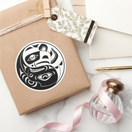 Haida Thunderbird Zwarte en Witte Adelaar Cirkel Ronde Sticker