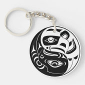 Haida Thunderbird Zwarte en Witte Adelaar Cirkel Sleutelhanger (Voorkant)