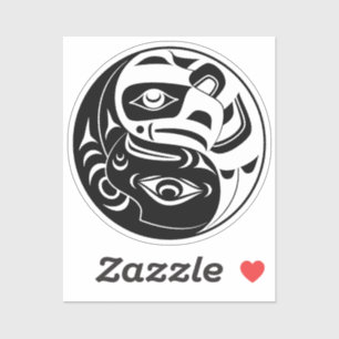 Haida Thunderbird Zwarte en Witte Adelaar Cirkel Sticker
