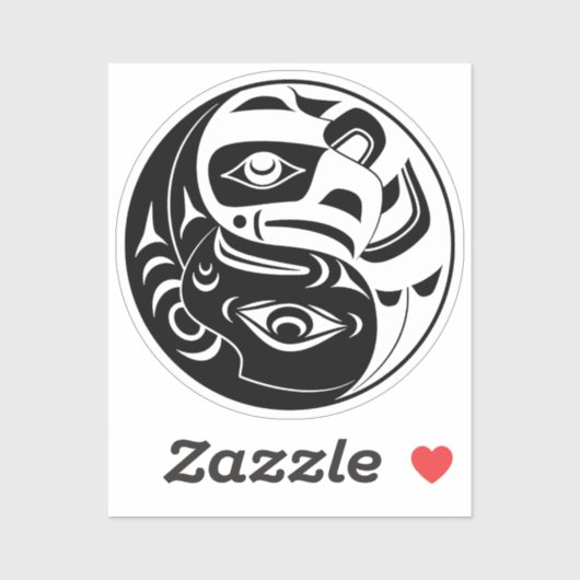 Haida Thunderbird Zwarte en Witte Adelaar Cirkel Sticker (Vel)