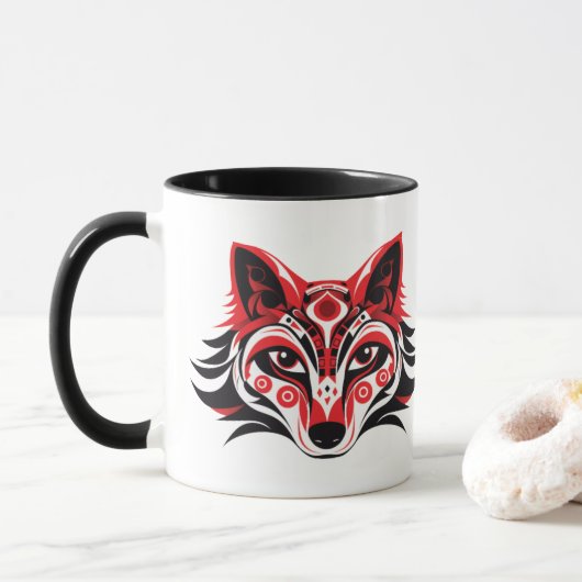Haida Tlingit inheemse Totem Wolf hoofd Mok (Met donut)