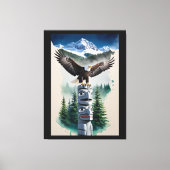Haida Totem en Bald Eagle Canvas Afdruk (Voorkant)