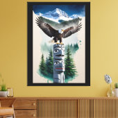 Haida Totem en Bald Eagle Canvas Afdruk (Insitu (Woonkamer))