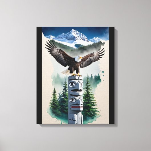 Haida Totem en Bald Eagle Canvas Afdruk (Voorkant)