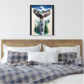 Haida Totem en Bald Eagle Canvas Afdruk (Insitu (Slaapkamer))