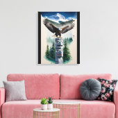 Haida Totem en Bald Eagle Canvas Afdruk (Insitu (Woonkamer))