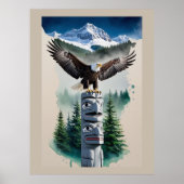 Haida Totem en Bald Eagle Poster (Voorkant)