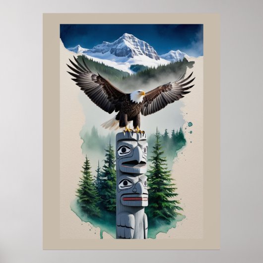 Haida Totem en Bald Eagle Poster (Voorkant)