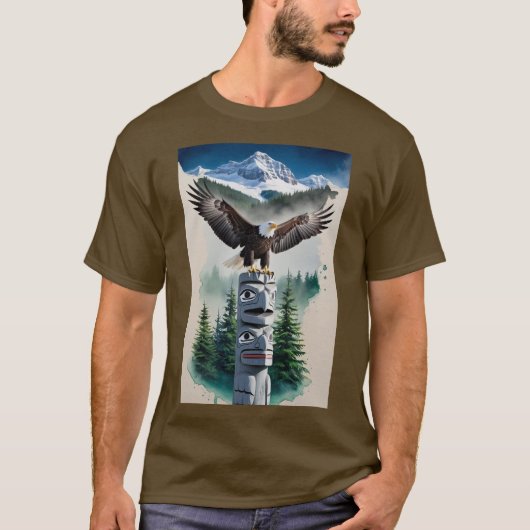 Haida Totem en Bald Eagle T-shirt (Voorkant)
