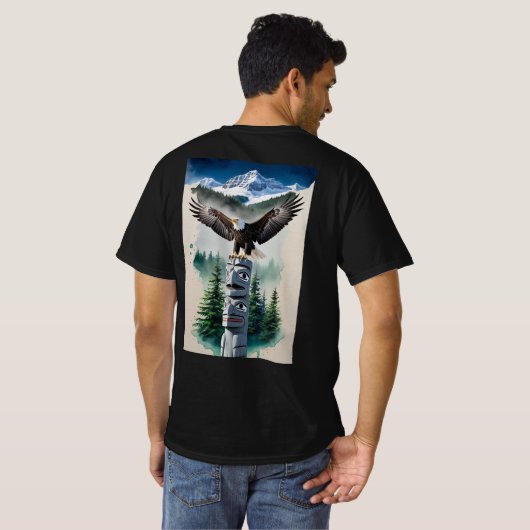 Haida Totem en Bald Eagle T-shirt (Achterkant volledig)