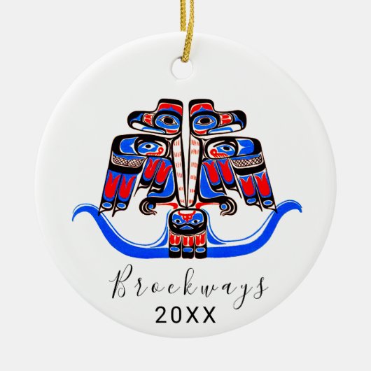 Haida Tribal Double Thunderbird Native American Keramisch Ornament (Voorkant)