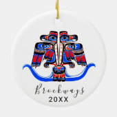 Haida Tribal Double Thunderbird Native American Keramisch Ornament (Achterkant)