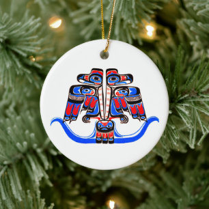 Haida Tribal Double Thunderbird Native American Keramisch Ornament