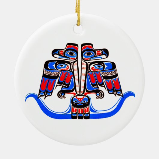 Haida Tribal Double Thunderbird Native American Keramisch Ornament (Achterkant)