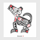 Haida Wolf Abstract Spirit Animal Red & Black Art Sticker (Vel)